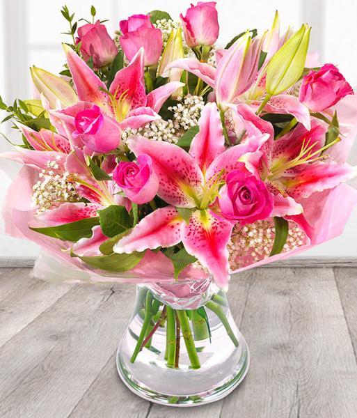 Pink Roses and Lilies