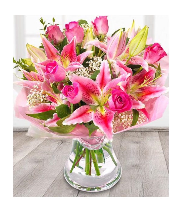 Pink Roses and Lilies