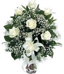 Six White Roses